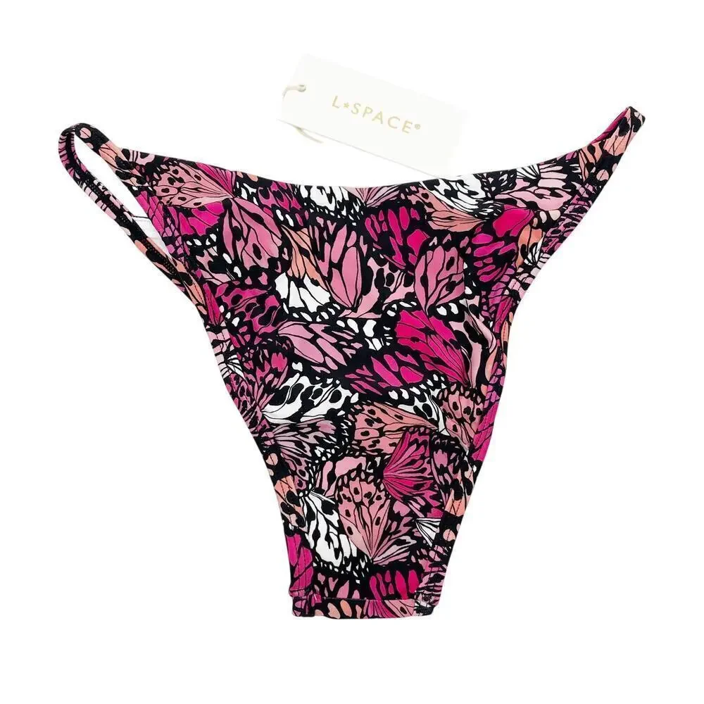 L*Space Jay Bitsy Bikini Bottoms Y2K Butterfly Print Size Small NEW